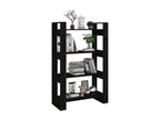 Black Pine Wood Bookcase, 80 x 35 x 125 cm