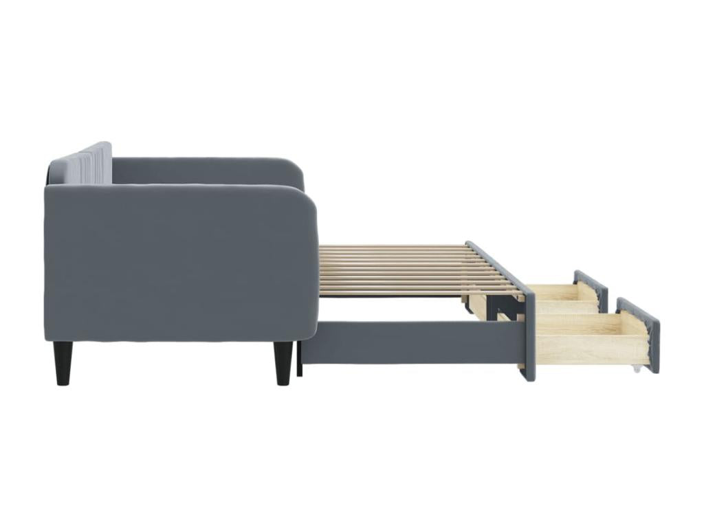 Gray Velvet Bed, 90 x 200 cm