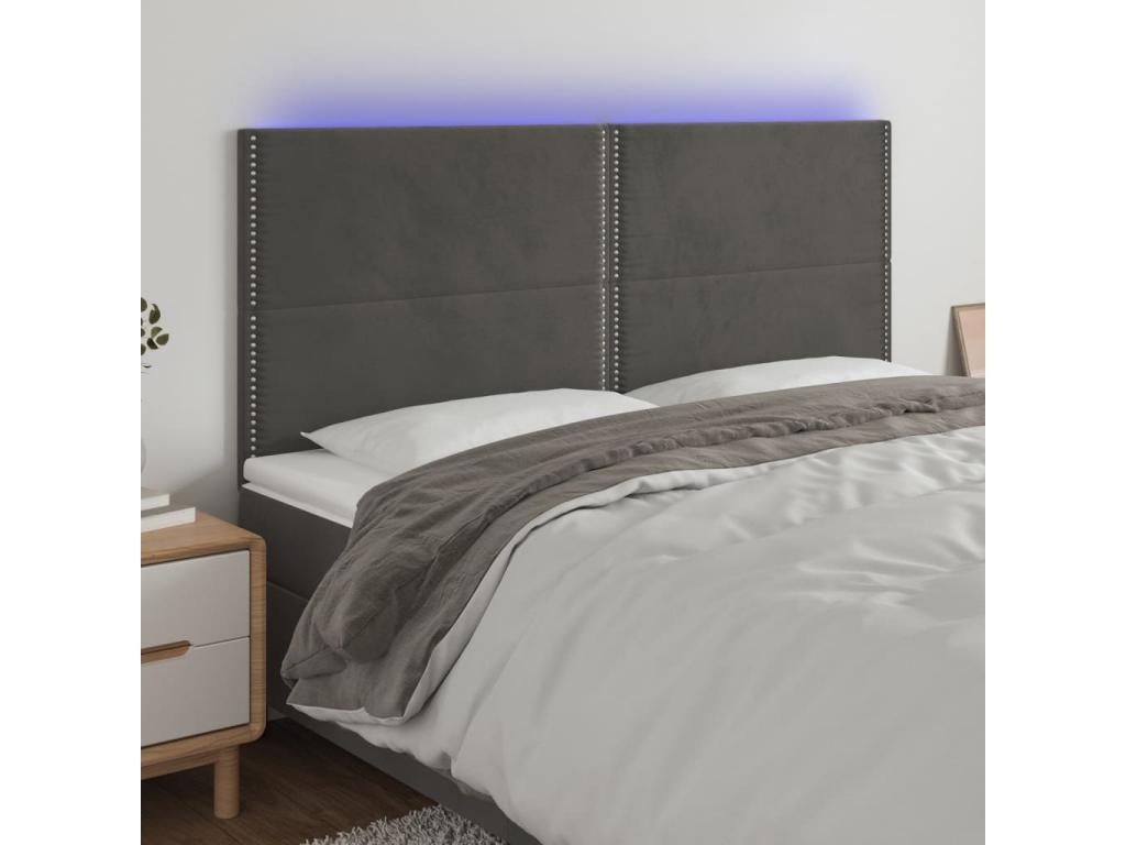 Gray Velvet Bed, 160 x 5 x 118 cm