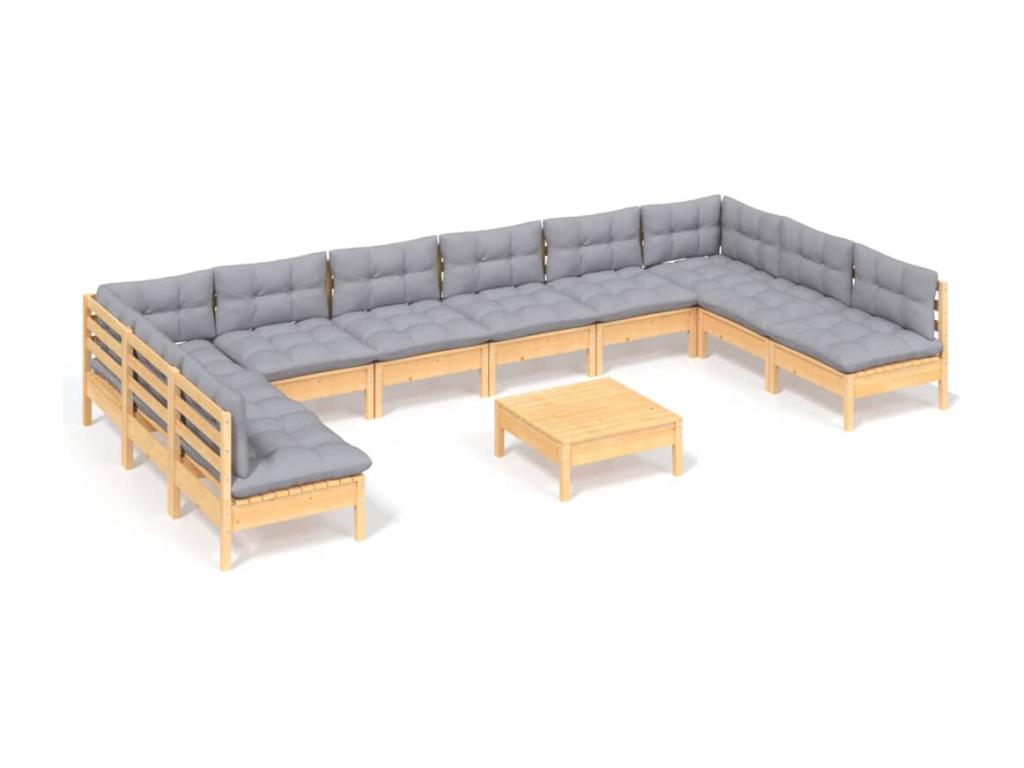 Gray Pine Wood Outdoor Furniture Set - dlz1766585381691