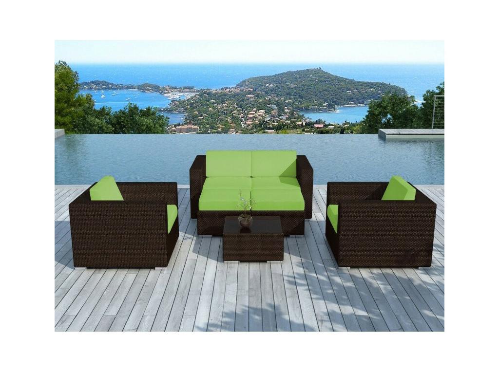Green Woven Resin Wicker Outdoor Furniture Set