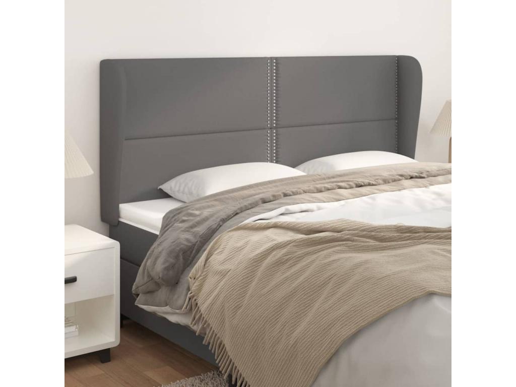 Gray Faux Leather Bed, 183 x 23 x 118 cm