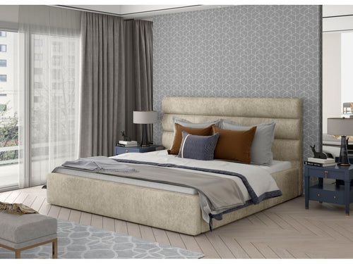 Beige Fabric Bed, 140 x 200 cm