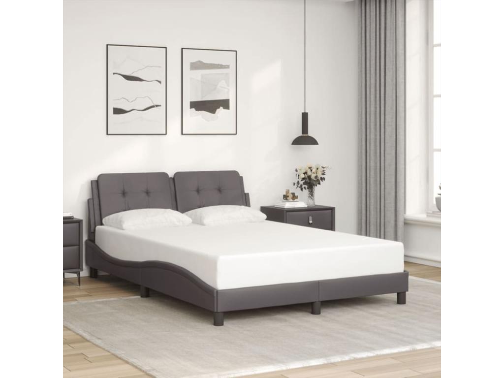 Gray Faux Leather Mattress, 140 x 190 cm