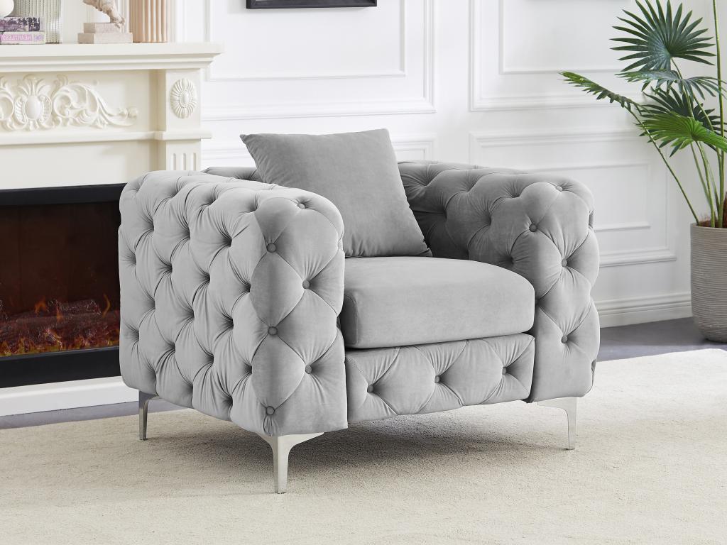 Gray Velvet Accent Chair
