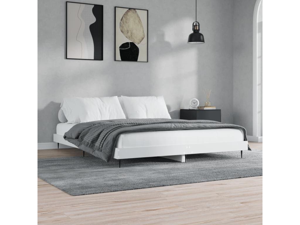 White Engineered Wood Bed Frame, 200 x 200 cm