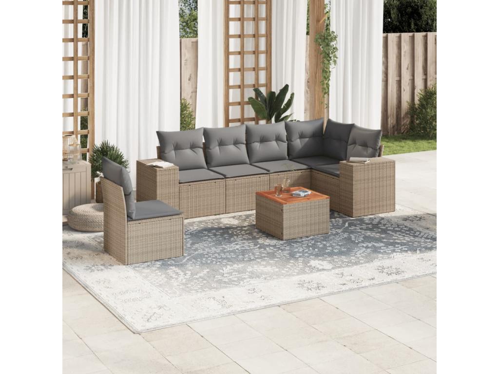 Beige Woven Resin Wicker Outdoor Furniture Set - dlz1766585089465