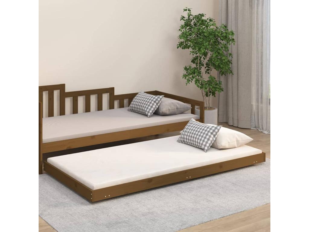 Brown Pine Wood Bed Frame, 100 x 200 cm - dlz1766585155626