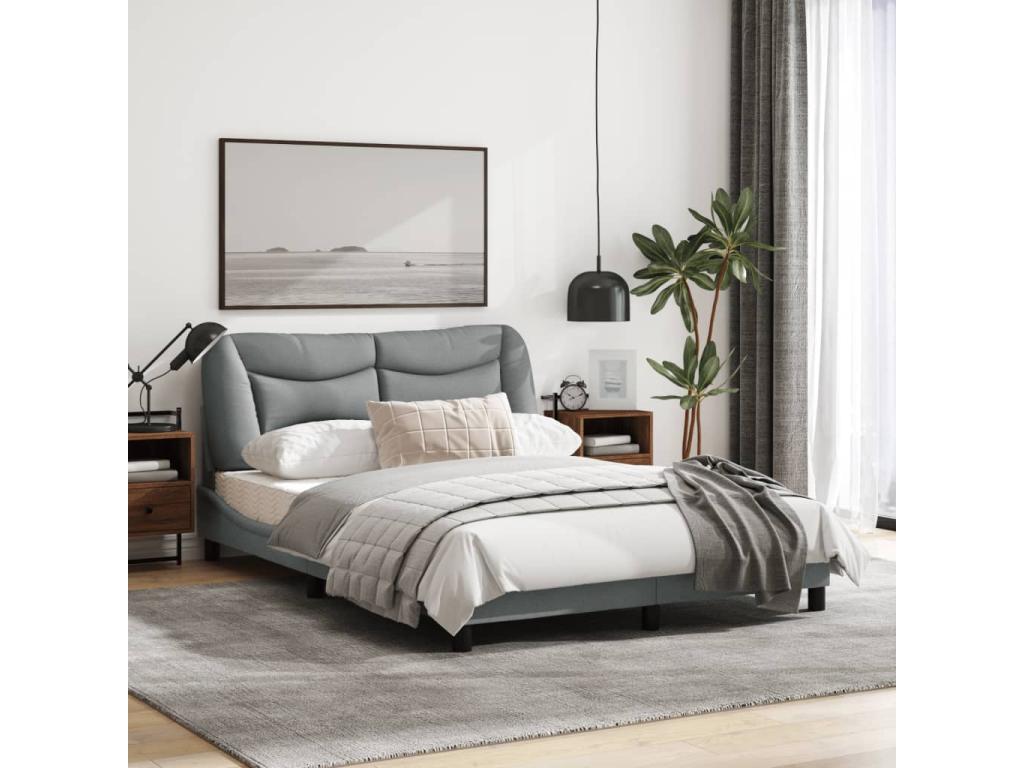 Gray Fabric Bed Frame, 140 x 190 cm