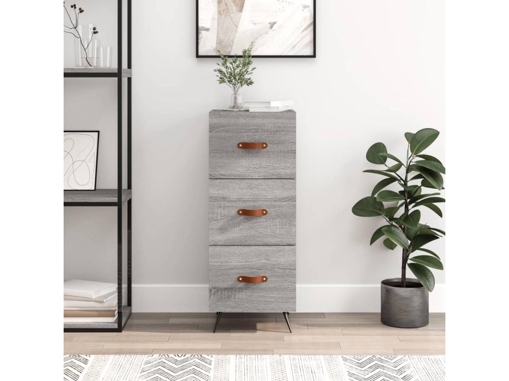 Gray Engineered Wood Sideboard, 34.5 x 34 x 90 cm