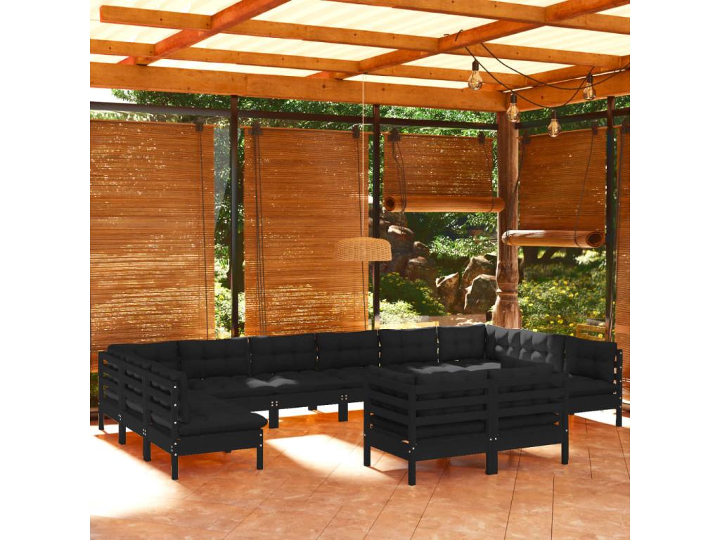 Black Pine Wood Outdoor Furniture Set - dlz1766585516944