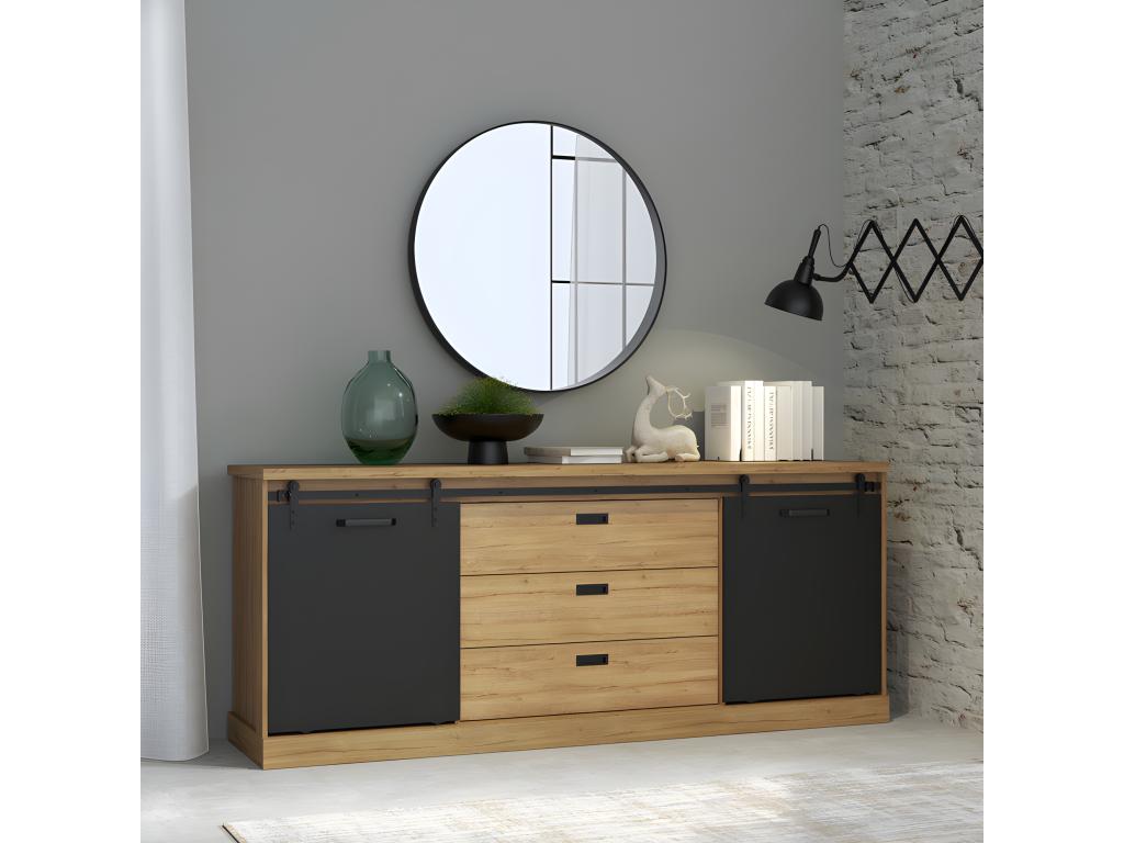 Brown Oak Wood Sideboard